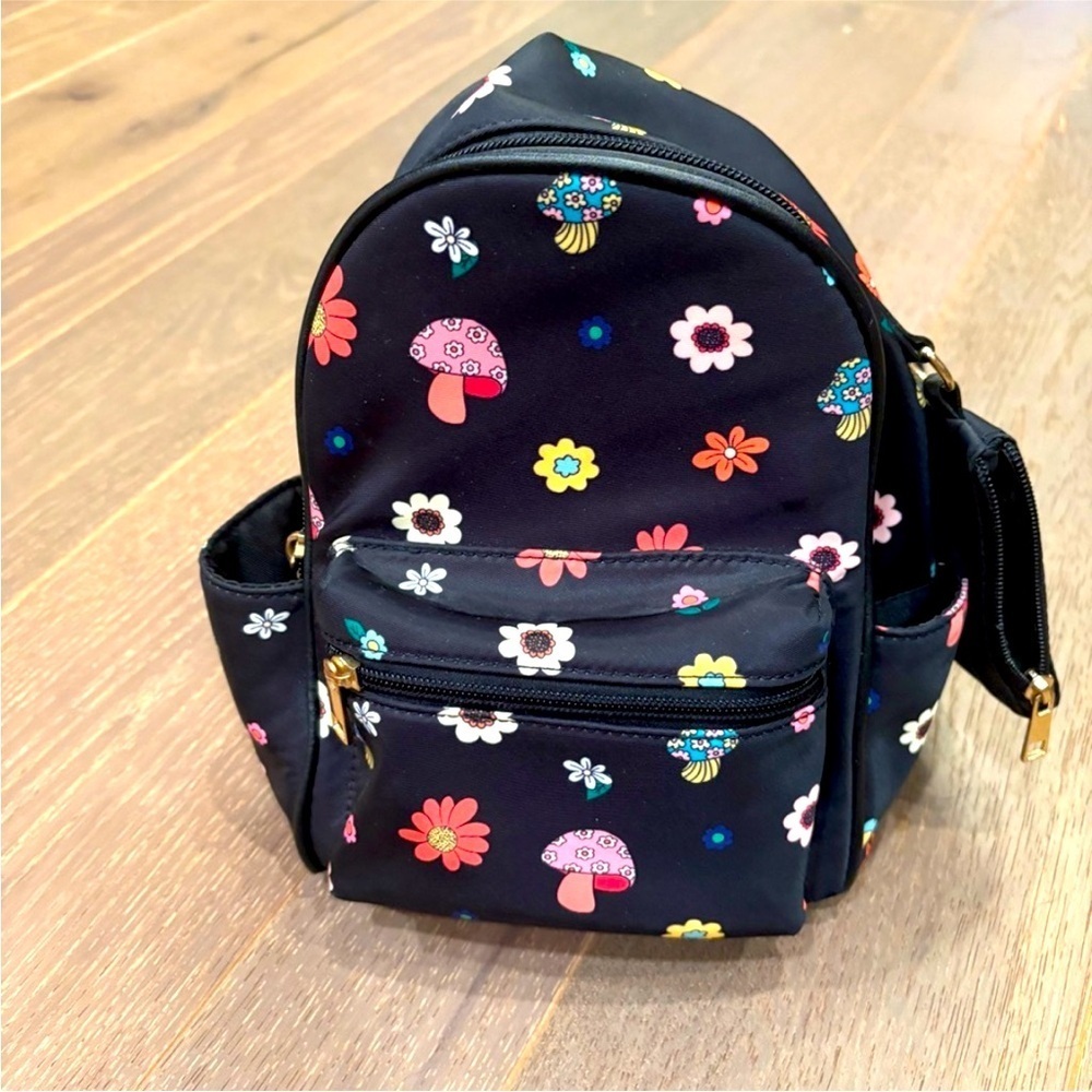 Floral and Mushroom Print Backpack with wallet. New